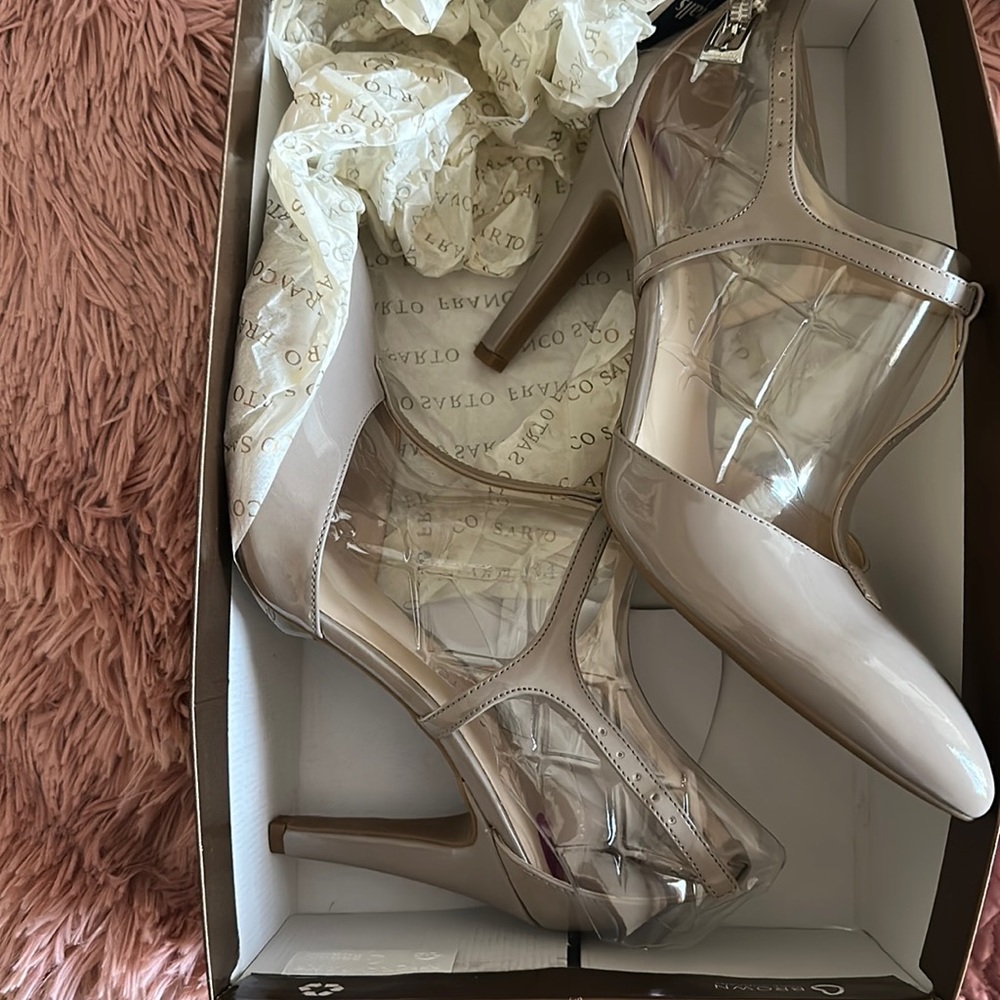 Grey  size 8.5f Franco sarto heel never worn